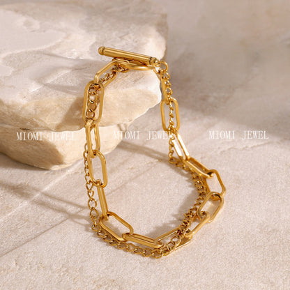 Stainless Steel OT Buckle Plain Circle Multi-layer Bracelet High-end Ins Style Titanium Steel Hand Jewelry for Women