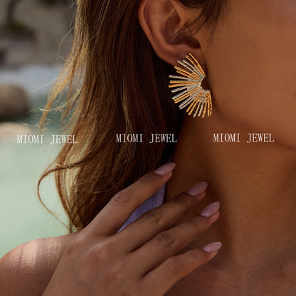Stainless Steel Sunflower Earrings Niche Design Sense Ear Jewelry Non-Fading Titanium Steel Stud Earrings Accessories
