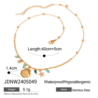 Titanium Steel Shell Necklace Light Luxury High-end Beach Vacation Style Collarbone Chain Stainless Steel Jewelry