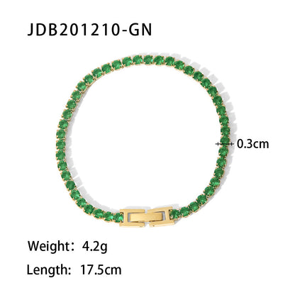 INS Style Internet Celebrity Jewelry 18K Gold Stainless Steel Inlaid Green Zircon Ring Women's Fashion Versatile Ring