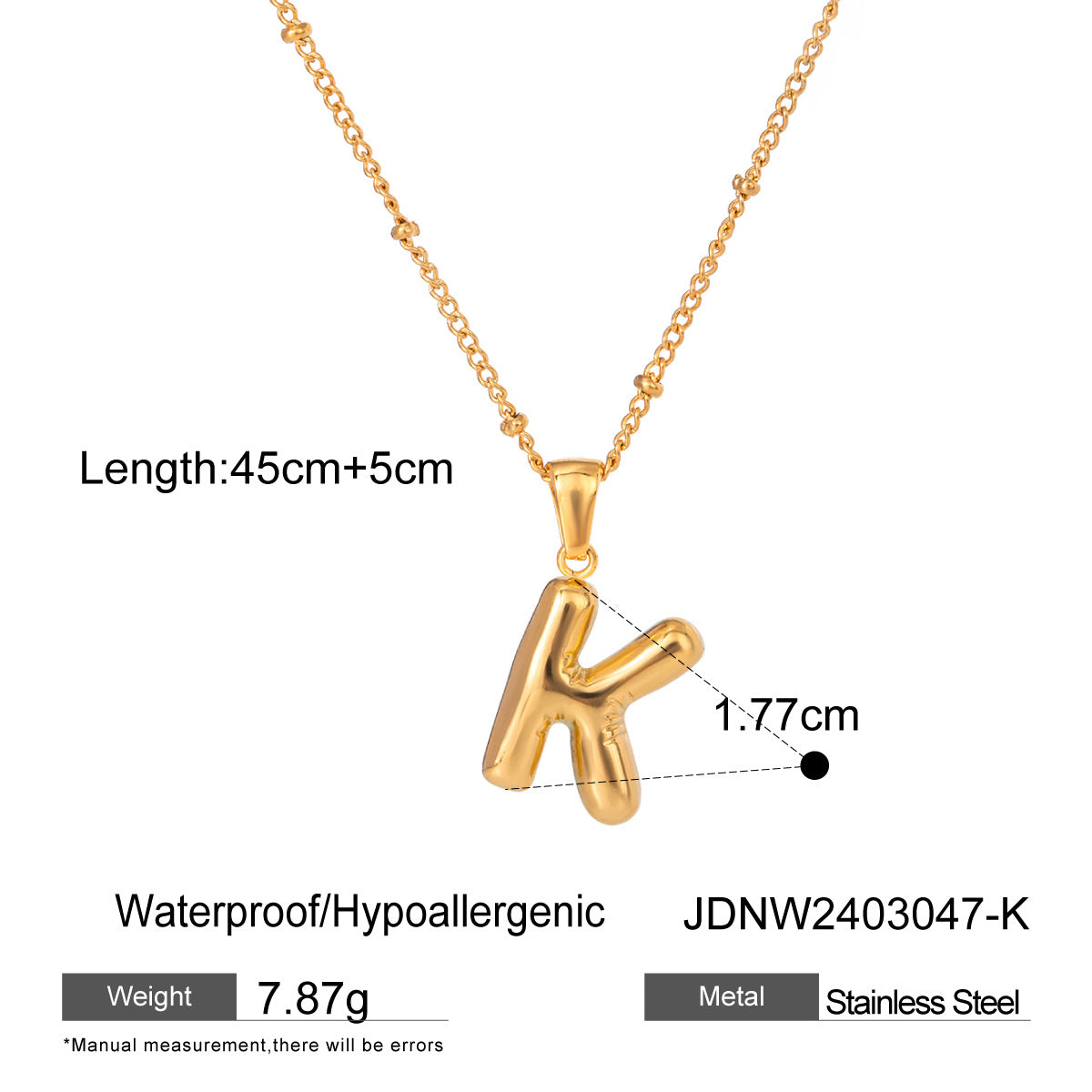 Stainless Steel Letter Necklace Pendant High-End Clavicle Chain Titanium Steel Jewelry Necklace