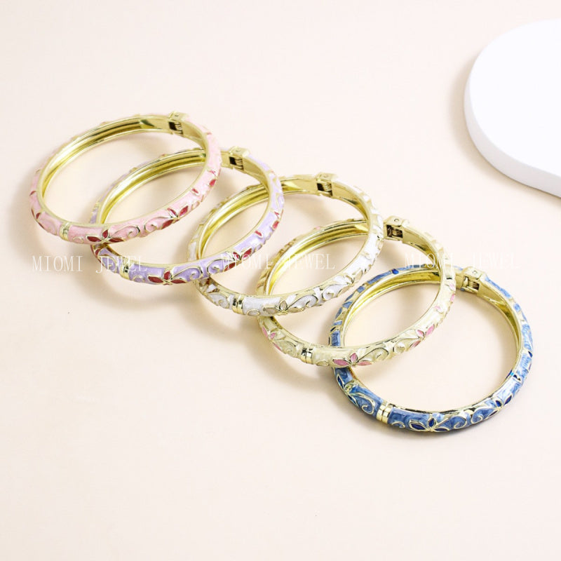 bangle New Enamel Color Inlaid Diamond Fine Open Bracelet Fashion Retro Rhinestone Fresh Jewelry