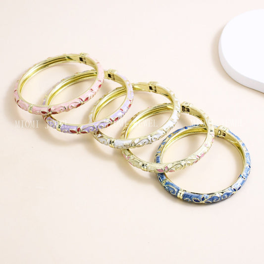 bangle New Enamel Color Inlaid Diamond Fine Open Bracelet Fashion Retro Rhinestone Fresh Jewelry