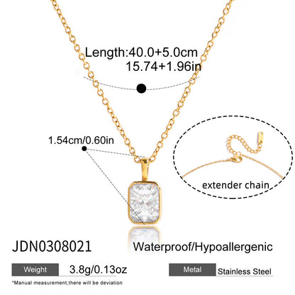 18k Titanium Steel Zircon Necklace Light Luxury High-end Clavicle Chain Non-fading Jewelry Stainless Steel Accessories