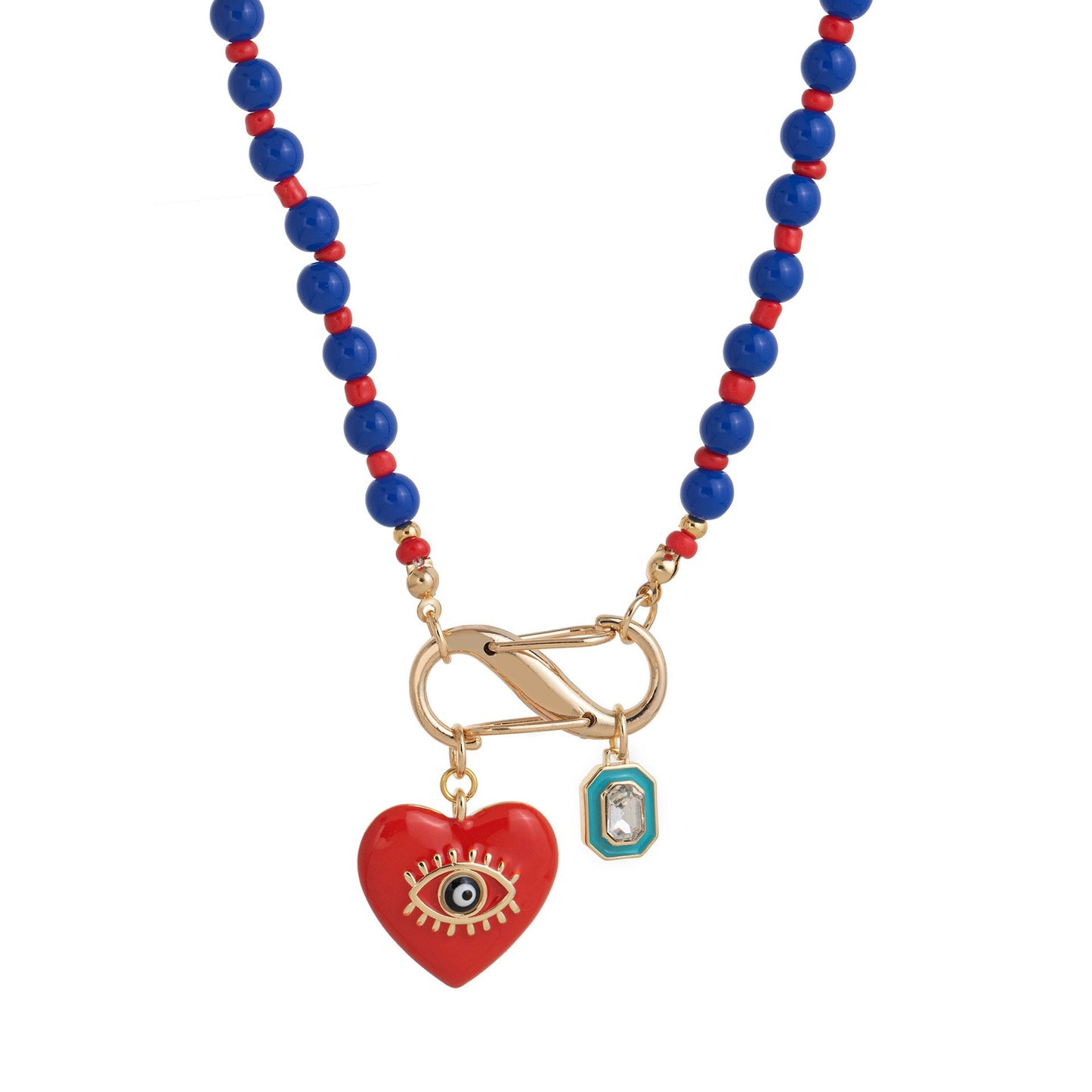 Colorful Oil Drop Pendant Color Rope Necklace Devil's Eye Heart Personality Hip Hop Unisex