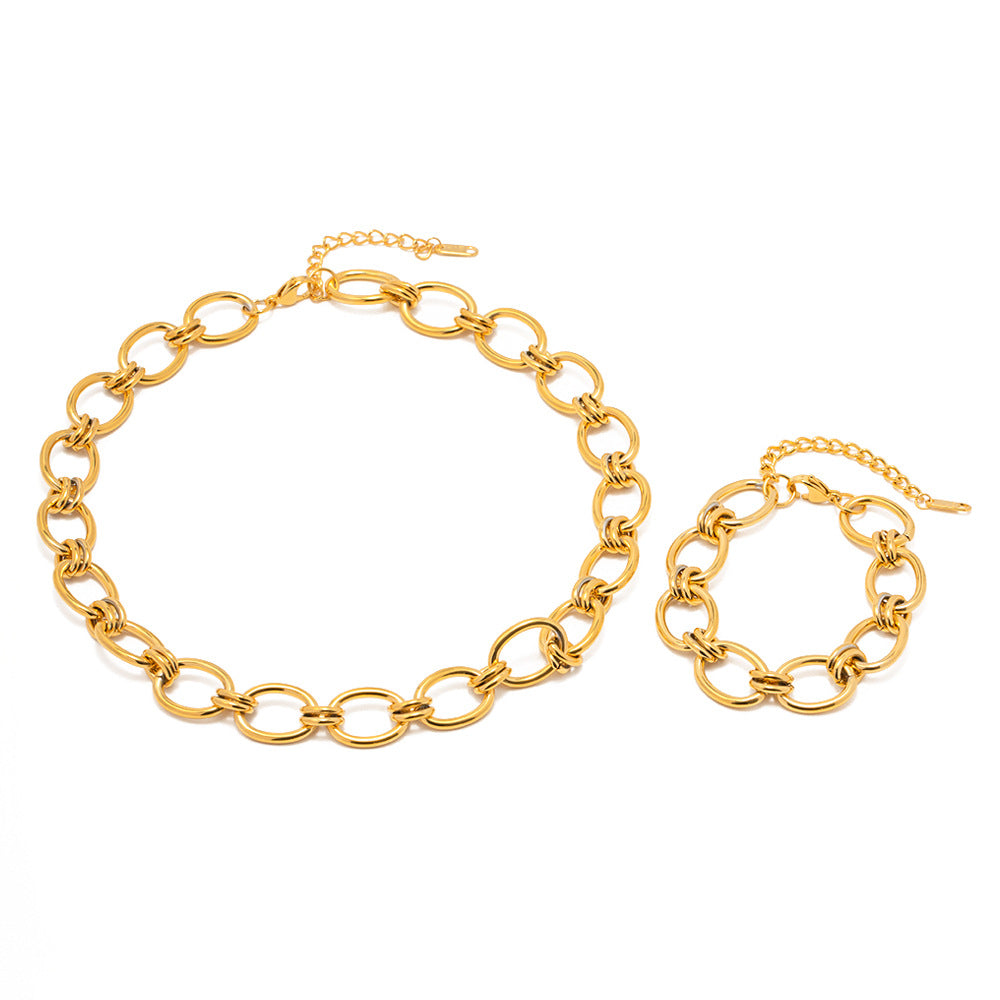 Ins Style 18K Gold Thick Chain Stainless Steel Bracelet Versatile Titanium Steel Non-Fading Bracelet Jewelry