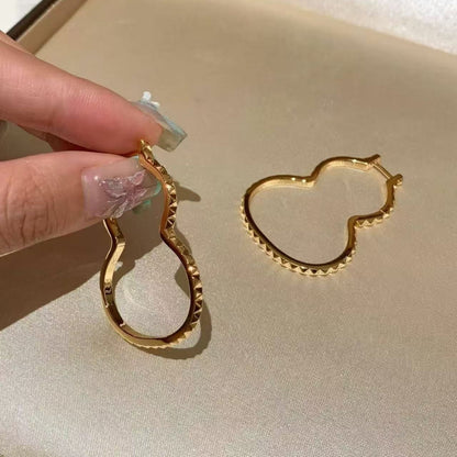 Pure Silver S925 Rivet Gourd Large Hoop Earrings Personality Versatile Elegant Niche Design High-end Exquisite Light Luxury Earrings
