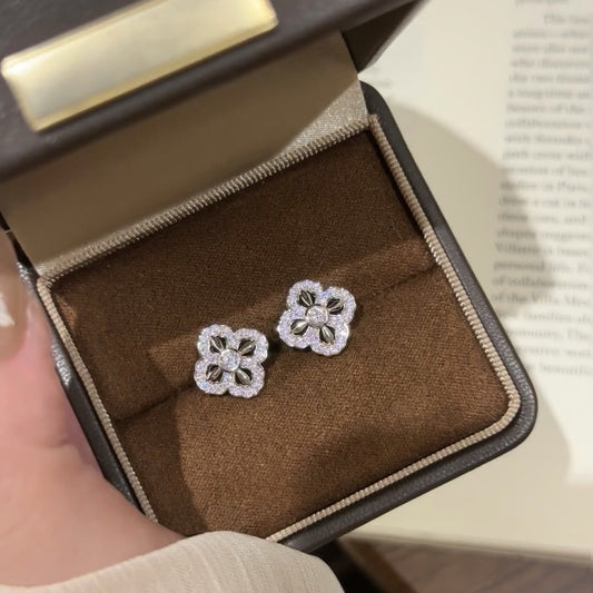 Pure Silver S925 Vajra Stud Earrings Exquisite High-end Elegant Stud Earrings