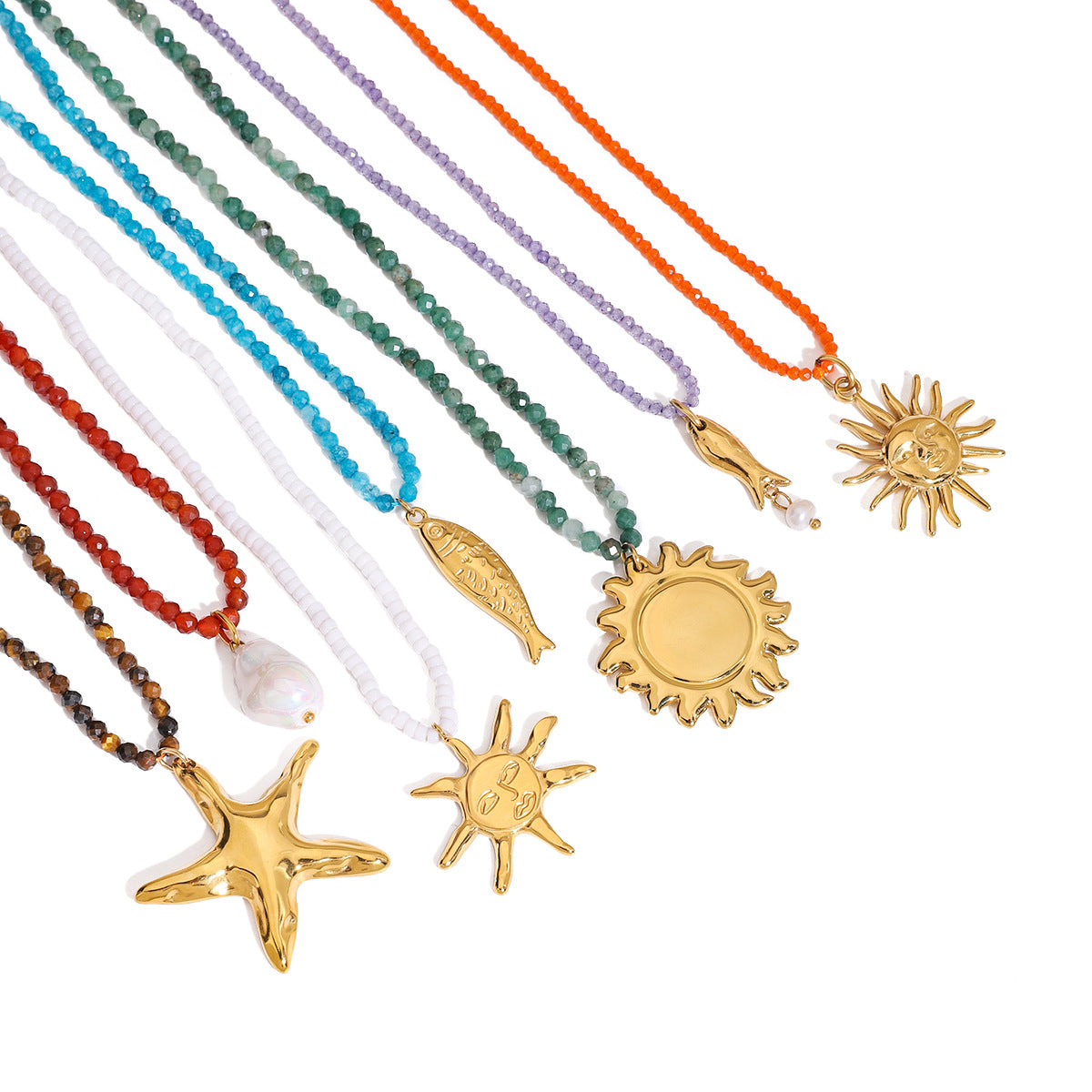 Stainless Steel Vacation Style Beaded Necklace Titanium Steel Jewelry for Women High-End Non-Fading Collarbone Chain