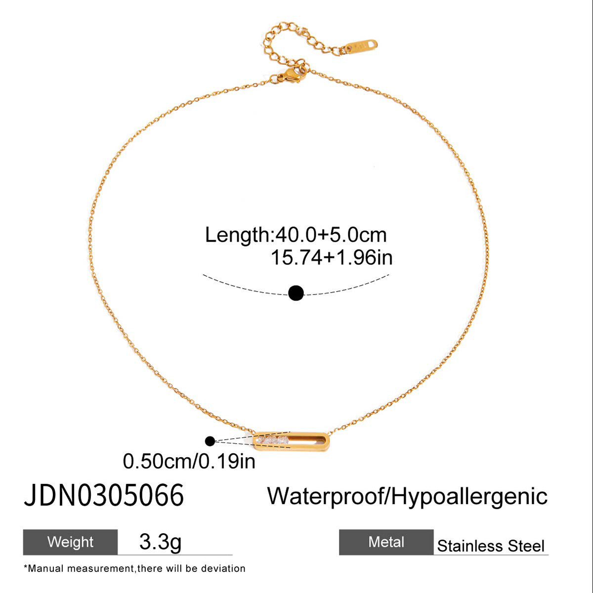 Rhinestone Titanium Steel Necklace Non-Fading Light Luxury Collarbone Chain Stainless Steel Jewelry High-End Feel Hot Item