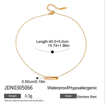 Rhinestone Titanium Steel Necklace Non-Fading Light Luxury Collarbone Chain Stainless Steel Jewelry High-End Feel Hot Item