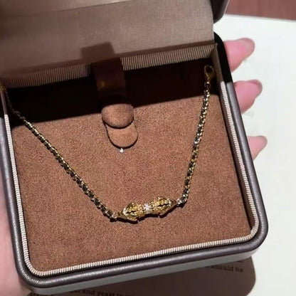 Elegant Vajra Black Gold Braided Bracelet for Women, Light Luxury Niche Exquisite Fashion Light Luxury Jewelry