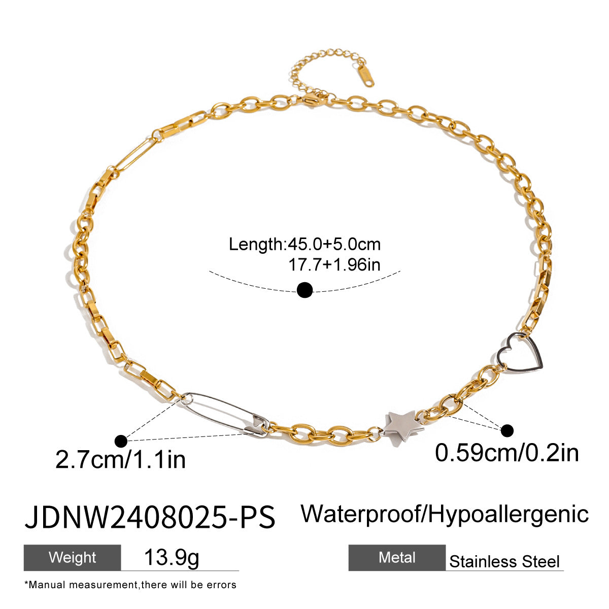 Stainless Steel Heart Necklace Simple High-End Earrings Non-Fading Titanium Steel Jewelry for Women