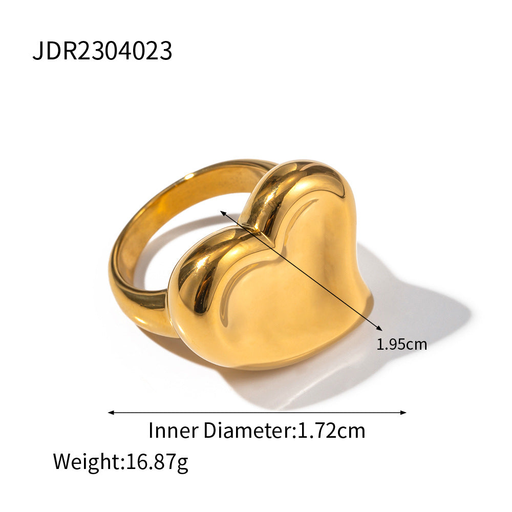 18K Gold Stainless Steel Exaggerated Ring High-End INS Light Luxury Titanium Steel Rings for Women