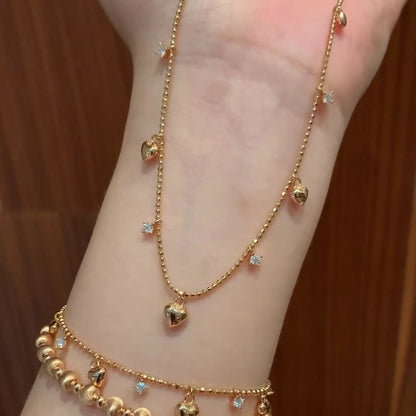 Pure Silver S925 Italian Vintage Brushed Light Luxury High-End Jewelry High Carbon Diamond Heart Collarbone Chain