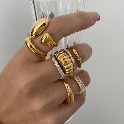 Zircon Titanium Steel Ring Light Luxury High-end Feel Hand Jewelry Non-fading Rings Stainless Steel Accessories