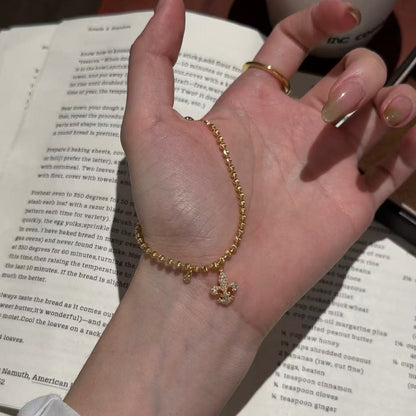 Pure Silver S925 Laser Bead Iris Flower Bracelet Light Luxury High-end Industrial Craft Exquisite Niche Versatile Jewelry