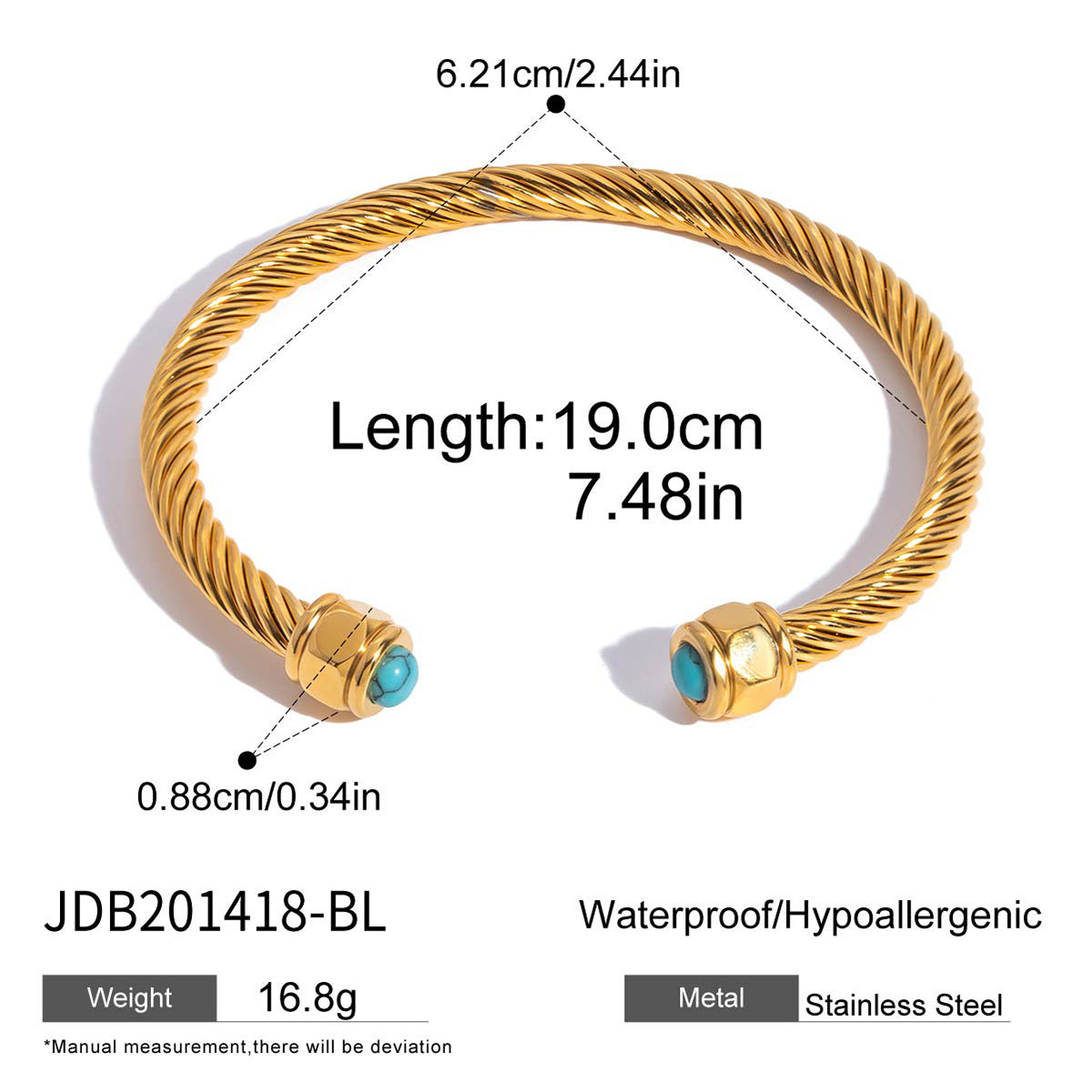 Natural Stone Titanium Steel Bracelet for Women, Non-Fading, Niche Open Bracelet, Stainless Steel Jewelry with a Sense of Sophistication