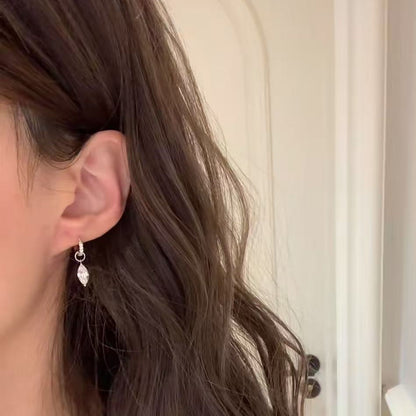 Pure Silver S925 Mermaid Tears Drop Niche Design Full Diamond Exquisite Light Luxury Hoop Earrings Ear Jewelry