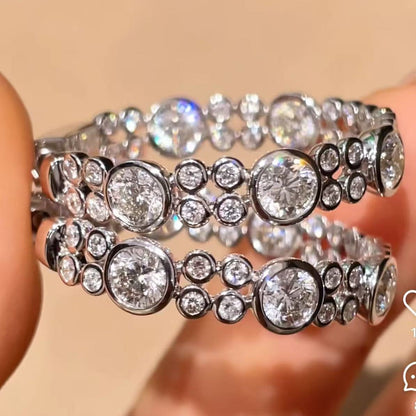 Pure Silver S925 Bubble Diamond Large Hoop Earrings Trendy Light Luxury Single Item Fashionable Personality Earrings Niche Ins Style Versatile