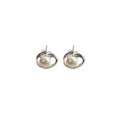 S925 Sterling Silver Line Natural Freshwater Pearl Earrings Ins Style Niche Fashion Xiaohongshu Same Style Earrings Elegant