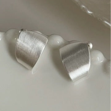 Pure Silver S925 Brushed Sparkling Sand Minimalist Metal Earrings for Women New Trendy Personality Earrings Internet Celebrity Ear Jewelry