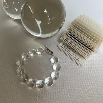 White Crystal Round Bead OT Buckle Bracelet S925 Sterling Silver Ins Niche Simple Versatile Bangle Minimalist Style High-end Feel
