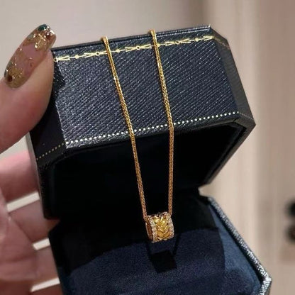 Italian Vintage Brushed Light Luxury Row Diamond Wheat Spike Necklace Retro Light Luxury High-end Design Sense Exquisite