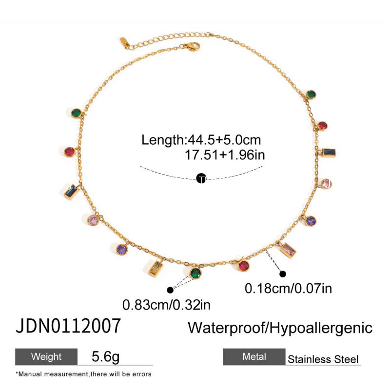 Titanium Steel Zircon Necklace for Women, Light Luxury High-End Clavicle Chain, Non-Fading Stainless Steel Jewelry