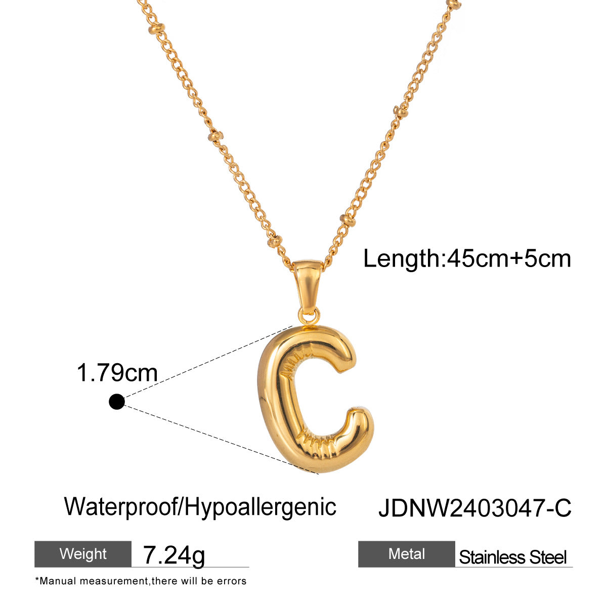 Stainless Steel Letter Necklace Pendant High-End Clavicle Chain Titanium Steel Jewelry Necklace