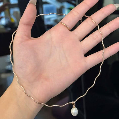 Italian Imported Craft Wave Line Pearl Choker New Chinese Style Simple High-end Light Luxury Niche Versatile Collarbone Chain