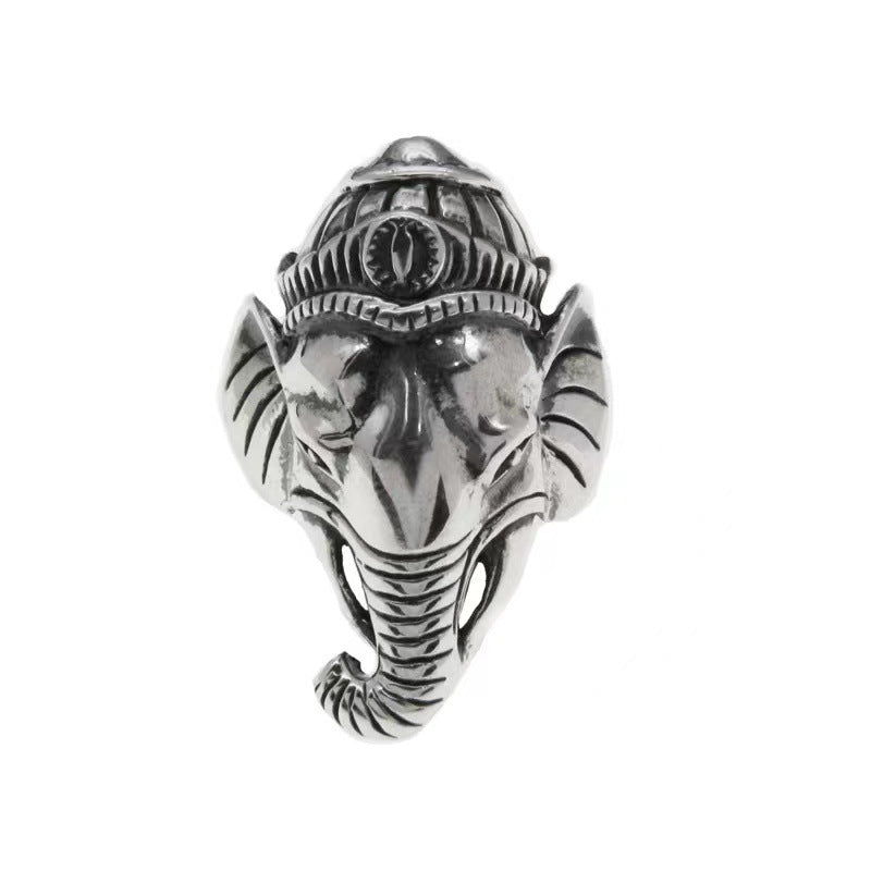 Pure Silver S925 Dominant Personality Ring Vintage Silver Jewelry Finger Ring Elephant Trunk Elephant Ring