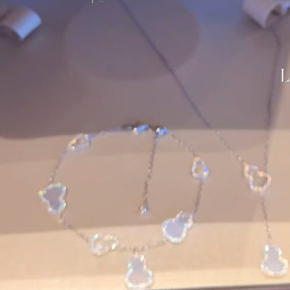 Pure Silver S925 Natural Purple Chalcedony Double-Sided Wearable Bracelet Necklace Set Light Luxury Exquisite High-End Feel Whitening Accessories