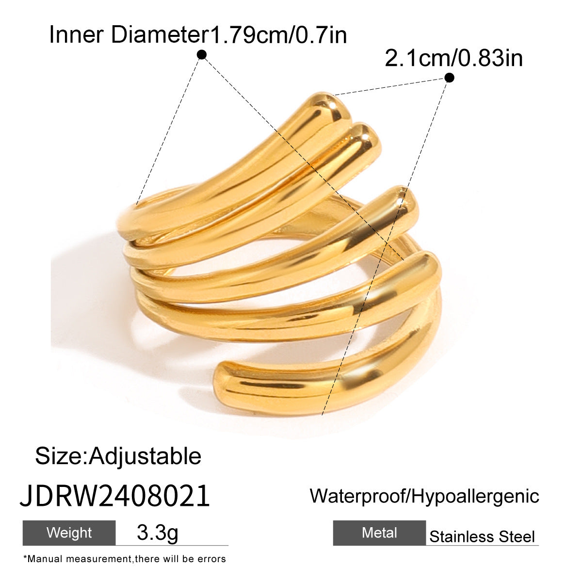 Stainless Steel Irregular Ring High-End Niche Open Ring Titanium Steel Hand Jewelry Ring