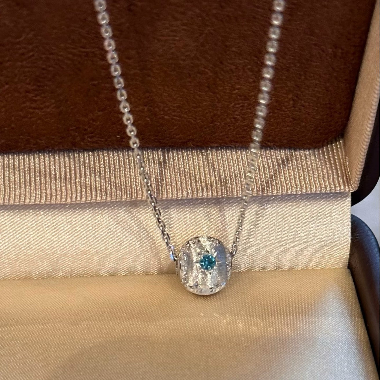 S925Pure Silver Light Luxury High-End Brushed Craft Sphere Starlight Road Three-Color Ball Necklace Niche Design