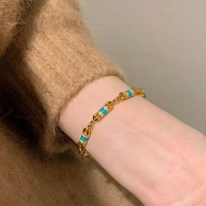 Pure Silver S925 Vintage Light Luxury New Vajra Tiefen Blue Bracelet Fashion Versatile High-end