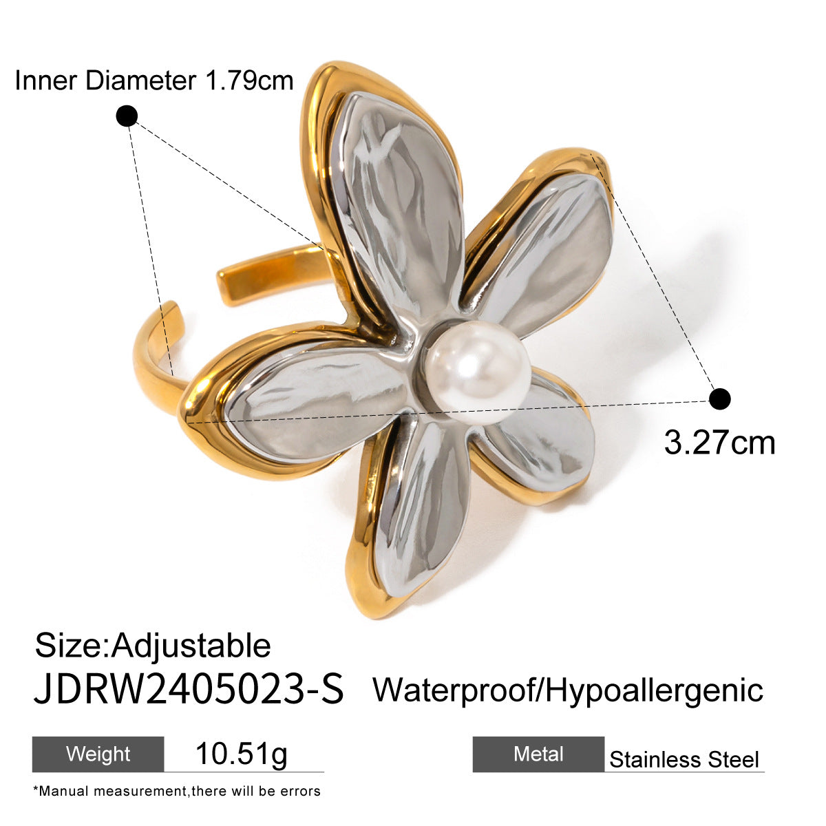 Stainless Steel Flower Ring High-End Ins Style Ring Jewelry Titanium Steel Exaggerated Rings