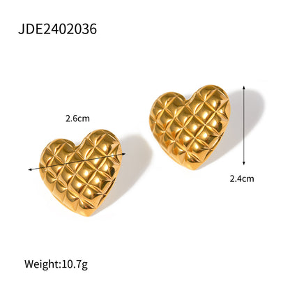 Heart-shaped Earrings Luxury High-end Feel 18K Gold Stainless Steel Necklace Accessories Women's Jewelry