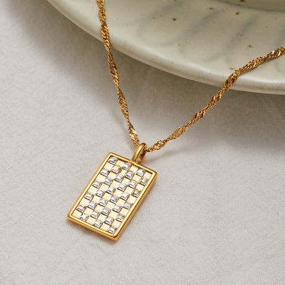 Rhinestone Titanium Steel Necklace Light Luxury High-end Jewelry Non-fading Stainless Steel Accessories for Women Hot Item