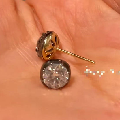 Pure Silver S925 High Carbon Diamond Black Gold Bubble Earrings for Women New Niche High-end Versatile Elegant Light Luxury Ins Style