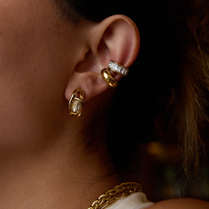 Stainless Steel Earrings Light Luxury High-end Earrings Zircon Earrings Women's Non-fading Titanium Steel Jewelry