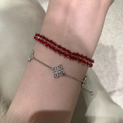 Pure Silver S925 Vajra Double-Sided Bracelet High Carbon Diamond Ruby Emerald Light Luxury Full Diamond
