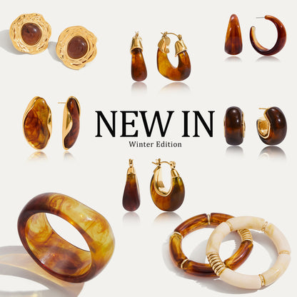 Resin Bracelet Stainless Steel Amber Acrylic Earrings High-end Earrings Titanium Steel Jewelry