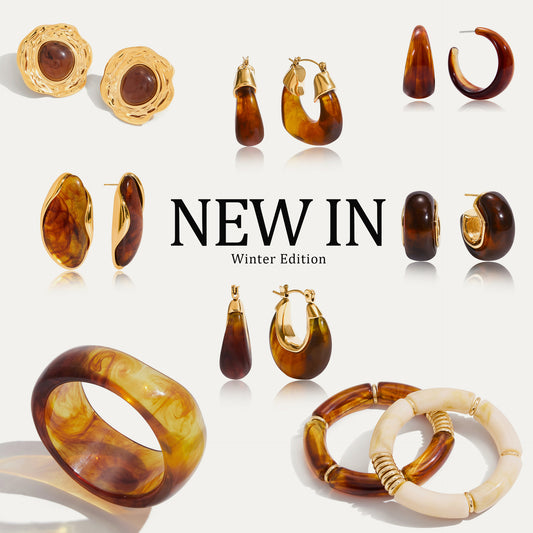 Resin Bracelet Stainless Steel Amber Acrylic Earrings High-end Earrings Titanium Steel Jewelry