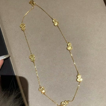 Pure Silver S925 CNC Craft Ice Crushed Gourd Necklace Chain Exquisite High-end Niche Design