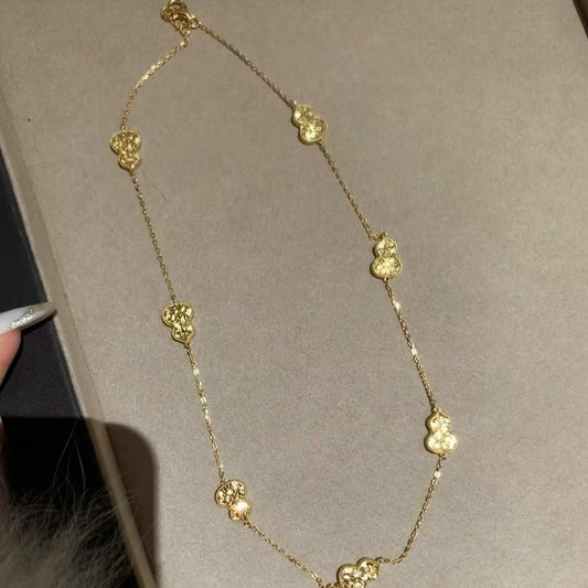 Pure Silver S925 CNC Craft Ice Crushed Gourd Necklace Chain Exquisite High-end Niche Design