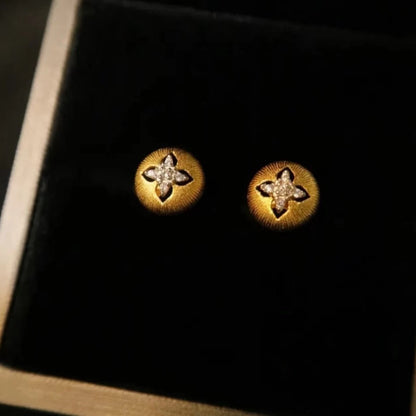 Italian Vintage Brushed Light Luxury High-End Jewelry 925 Sterling Silver Brushed Craft Forged Surface Earrings for Women New Model