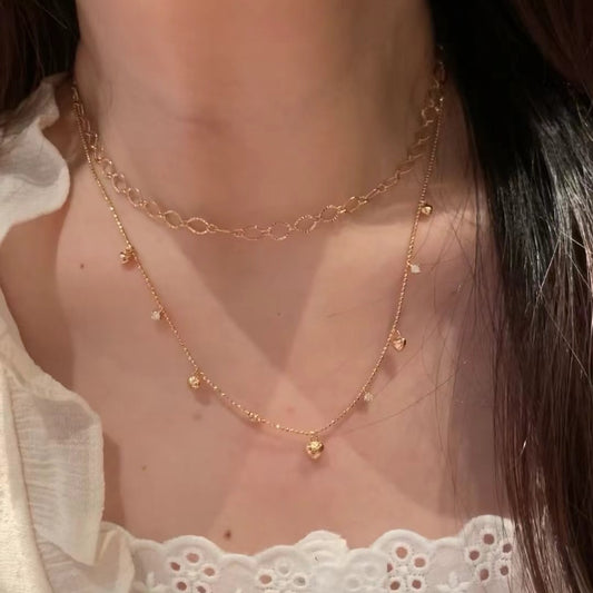 Pure Silver S925 Italian Vintage Brushed Light Luxury High-End Jewelry High Carbon Diamond Heart Collarbone Chain