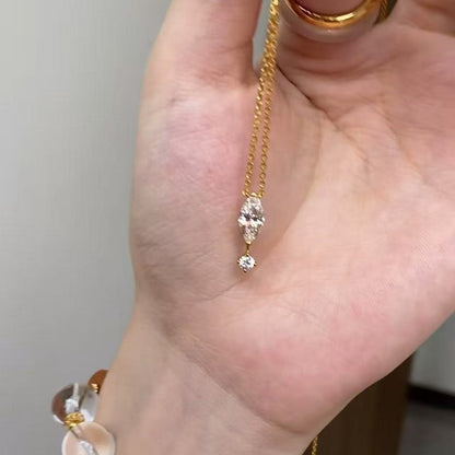 Simple Elegant Sparkling Horse Eye Water Drop Necklace for Women Exquisite Fashion Collarbone Chain