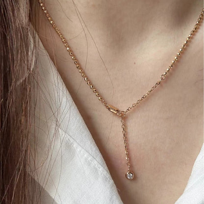 Pure Silver S925 Real Gold Plated Laser Bead Necklace Clavicle Chain Light Luxury High-end Exquisite Design Jewelry